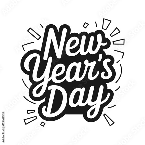 Happy new year text typography New Year text logo template with bold font written in vector design
