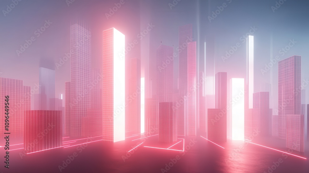 Futuristic Neon City with Cybersecurity Shield Futuristic Neon City with Cybersecurity Shield