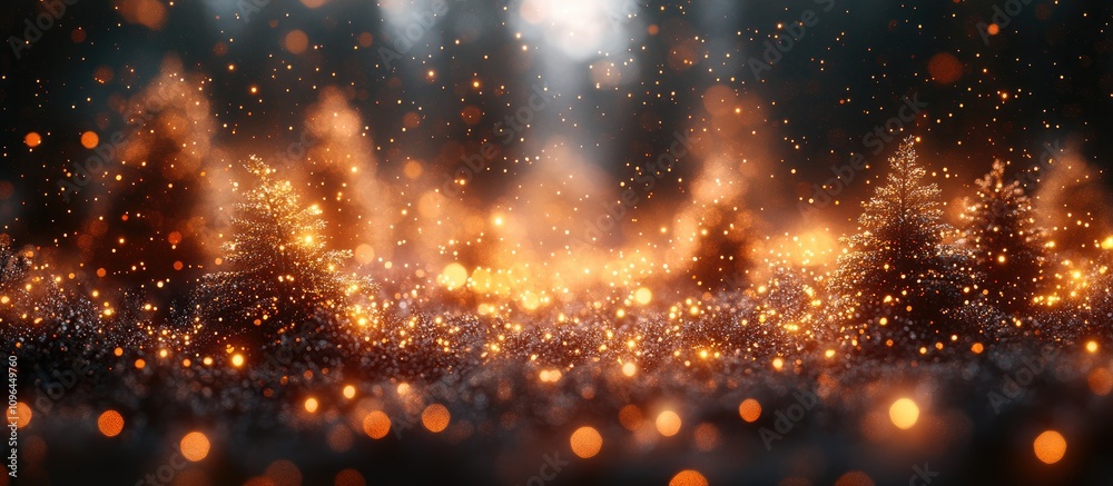 Obraz premium Golden Christmas Abstract Background with Blurred Bokeh Effect and Sparkling Holiday Lights for Festive Celebrations and Seasonal Designs