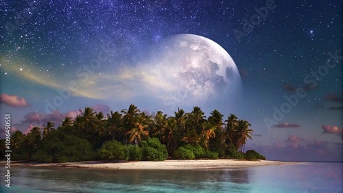 Island Ocean Sea Beach Coast Palms Space Moon Stars Planets Sun Nature Travel agency Logo Backgrounds for advertising Texture editor Picture marketing Image business  Wallpaper desktop Template art photo