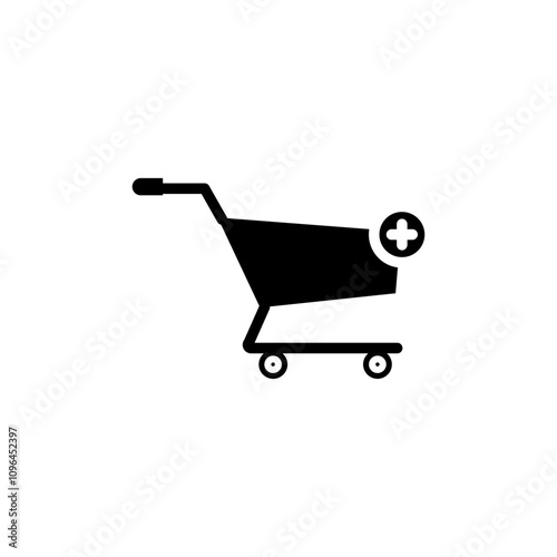 Add to cart icon Thin line flat illustration