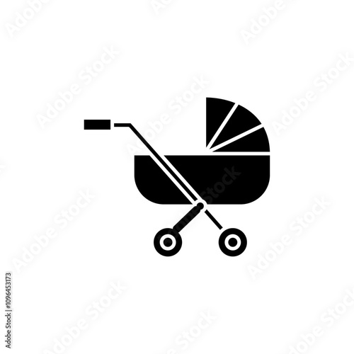 Baby carriage icon Thin line flat illustration