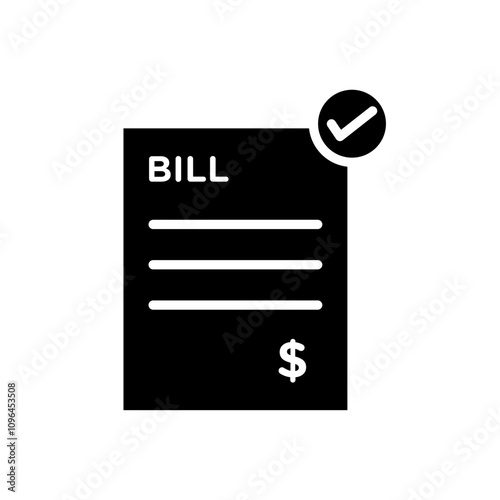 Bill paid icon Thin line flat illustration