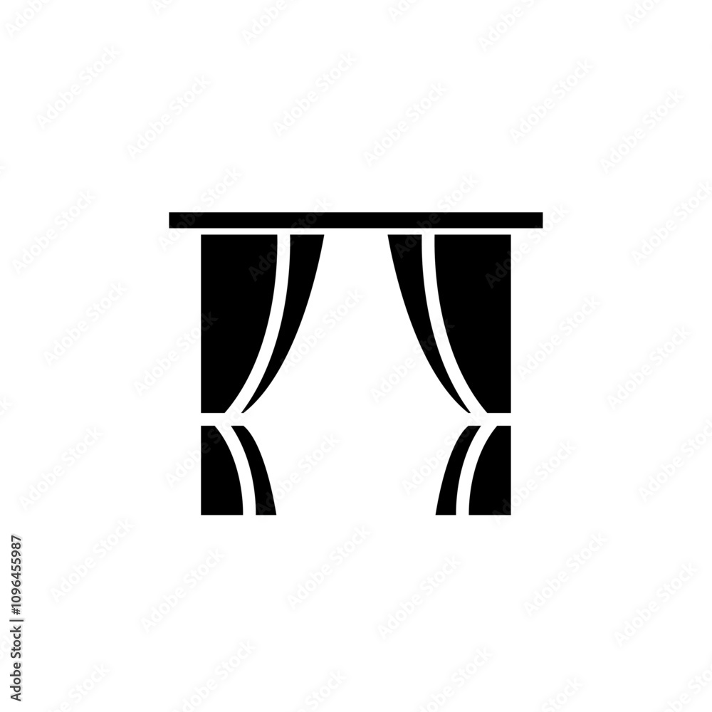 Curtains icon Thin line flat illustration Curtains icon Thin line flat illustration