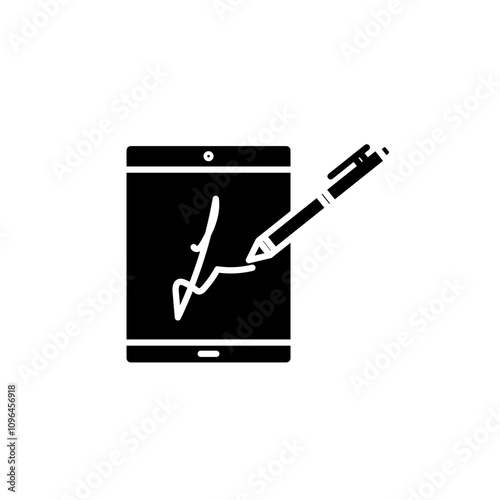 Electronic signature icon Thin line flat illustration