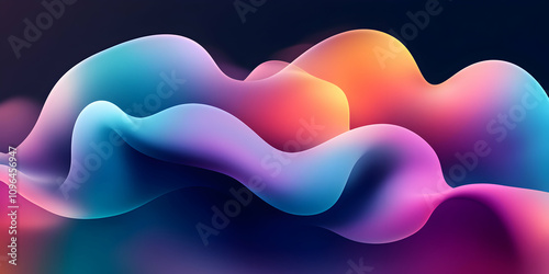 Abstract 3D Colorful Waves Flowing Dynamically in a Dark Background, Creating a Vibrant and Surreal Visual