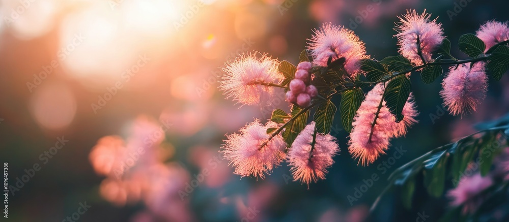 Mimosa tree blossoms symbolizing beauty and resilience for International Women's Day celebration in a serene natural setting Mimosa tree blossoms symbolizing beauty and resilience for International Women's Day celebration in a serene natural setting