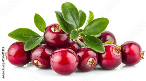 Wallpaper Mural Vibrant Red Cranberries with Fresh Leaves Torontodigital.ca