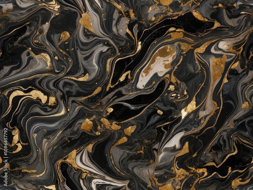 Fototapeta premium Stunning Black and Gold Marbled Design. A luxurious and elegant graphic pattern for various uses.