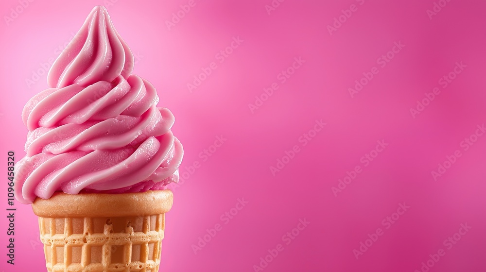 a waffle cone filled with pink ice cream on top of a pink background a waffle cone filled with pink ice cream on top of a pink background