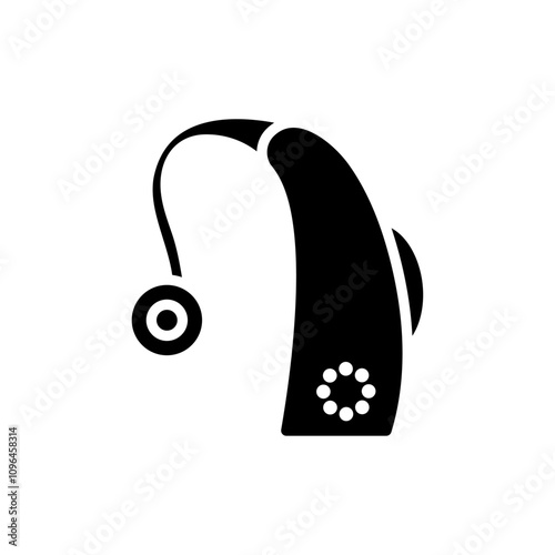 Hearing aid icon Thin line flat illustration