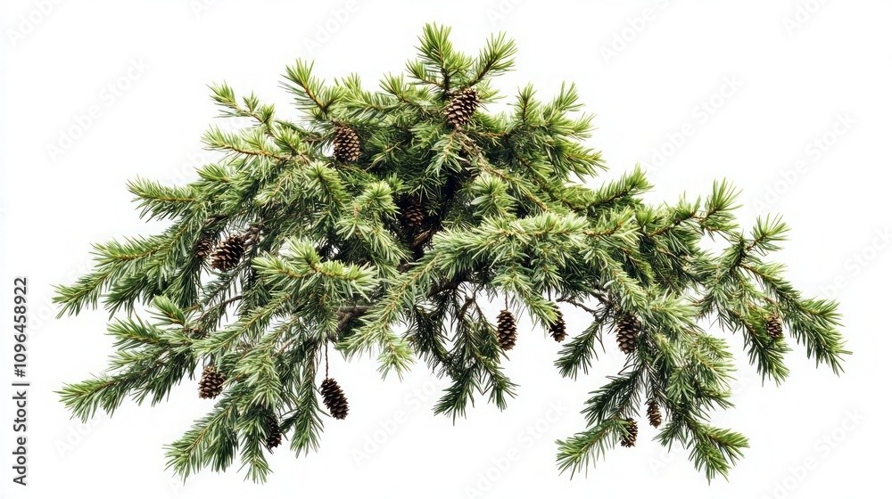 Fototapeta premium Elegant Pine Branch with Pinecones