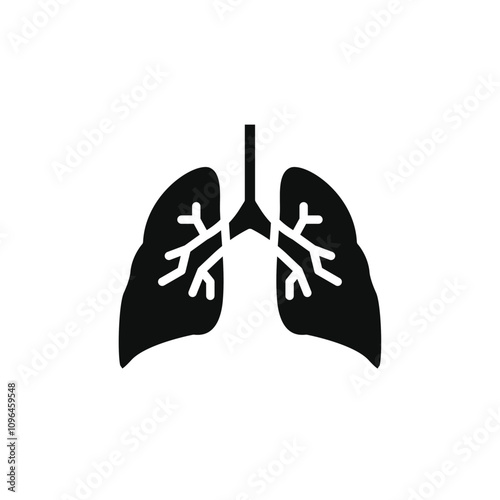 Lung icon Thin line flat illustration