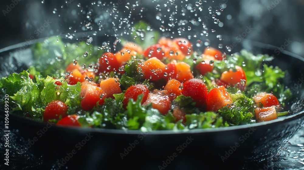 Vibrant Salad with Water Splash