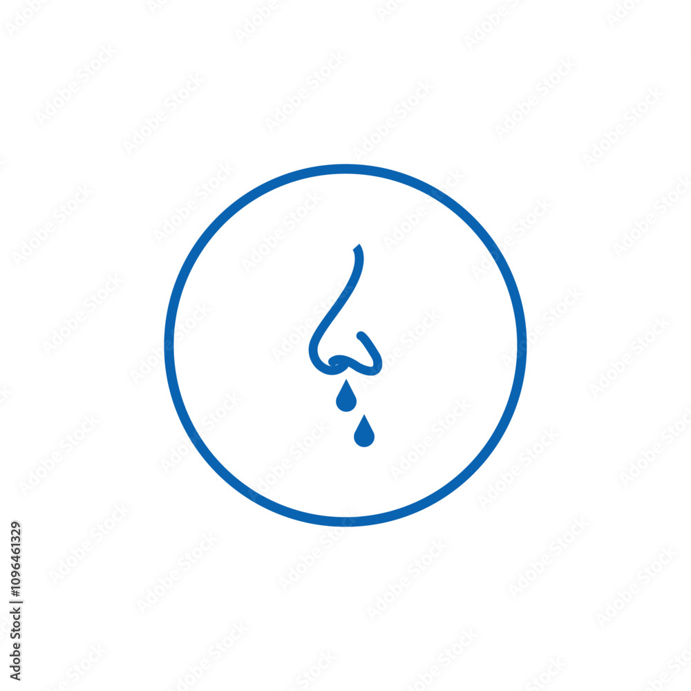 Runny nose icon Thin line flat illustration Runny nose icon Thin line flat illustration