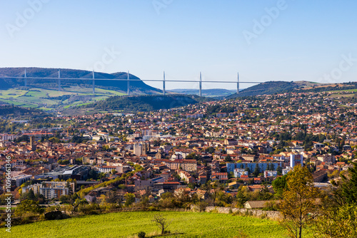 Panoramic View of the Viaduct and the City of Millau