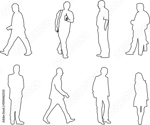 vector sketch illustration of a human silhouette design with all its activities for completeness of the image