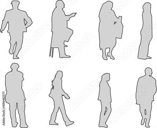 vector sketch illustration of a human silhouette design with all its activities for completeness of the image 