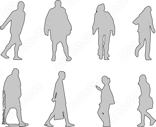 vector sketch illustration of a human silhouette design with all its activities for completeness of the image