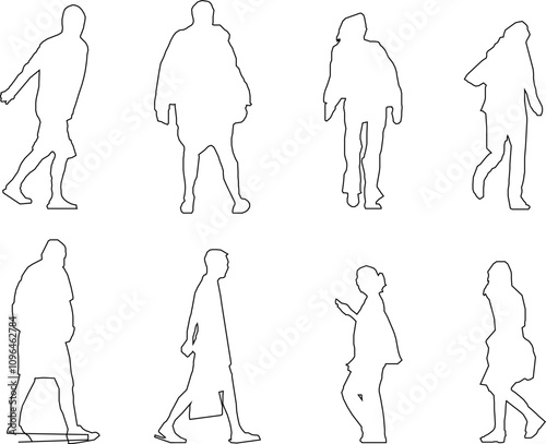vector sketch illustration of a human silhouette design with all its activities for completeness of the image 