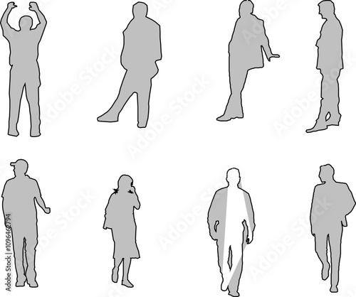 vector sketch illustration of a human silhouette design with all its activities for completeness of the image