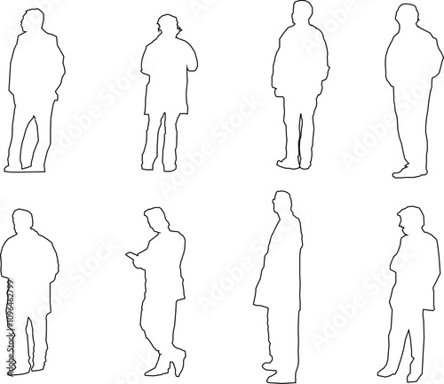 vector sketch illustration of a human silhouette design with all its activities for completeness of the image