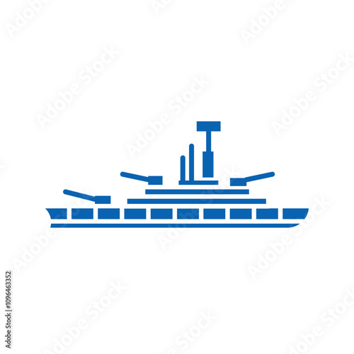 Warship icon Thin line flat illustration