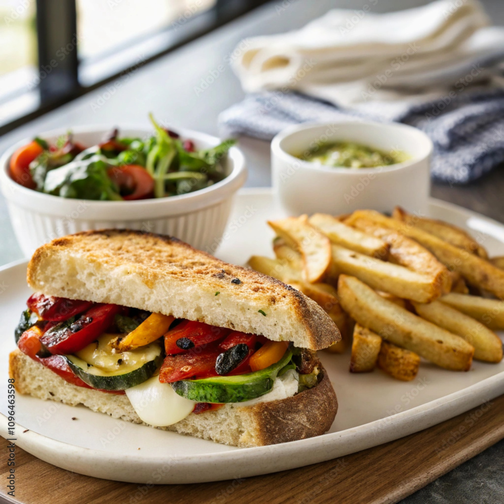 Varied sandwich with vegetables and potatoes Varied sandwich with vegetables and potatoes