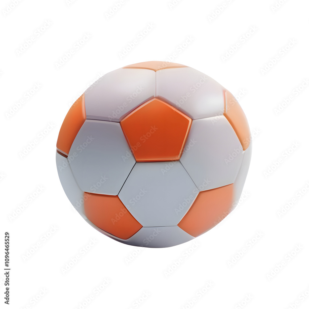 Fototapeta premium 3d rendered football , orange and white hexagonal patterned football