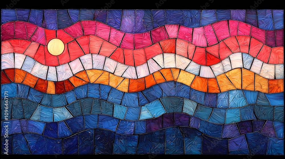 Obraz premium Vibrant Kaleidoscopic Mosaic Backdrop with Prismatic Geometric Patterns and Captivating Color Combinations