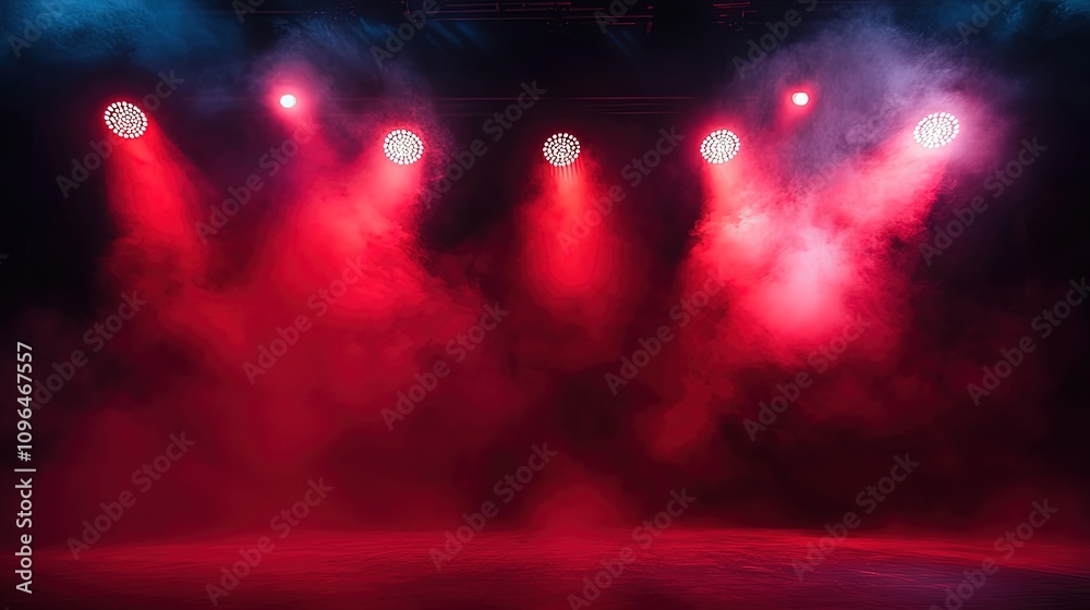 Obraz premium Red stage lights and smoke effect. (1)