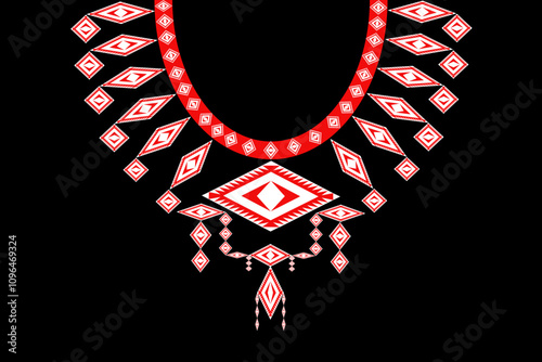 Ethnic neckline,modern collar style,fashion art design.