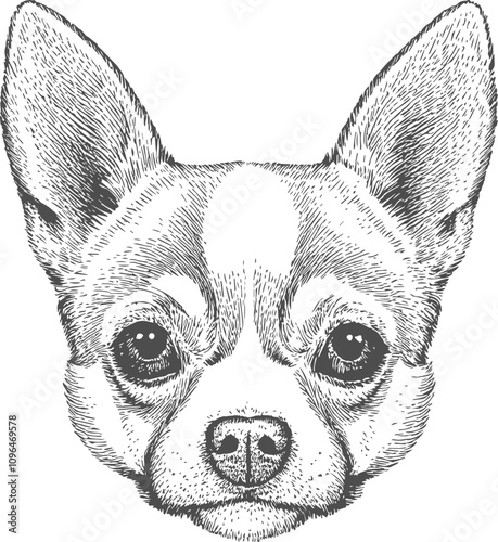 Dog Face, Hand-Drawn Vector, Graphic Style, Cartoon Illustration, Black and White, Sketch Style