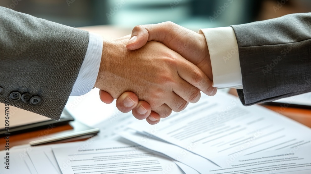 Two Lawyers Shaking Hands After Successful Legal Negotiation Two Lawyers Shaking Hands After Successful Legal Negotiation