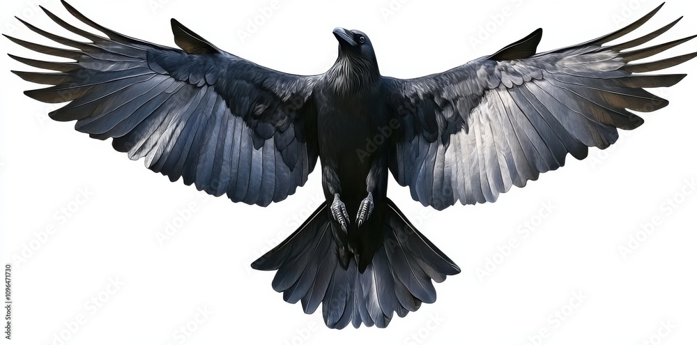 Fototapeta premium A single picture of a crow displayed on a white background.