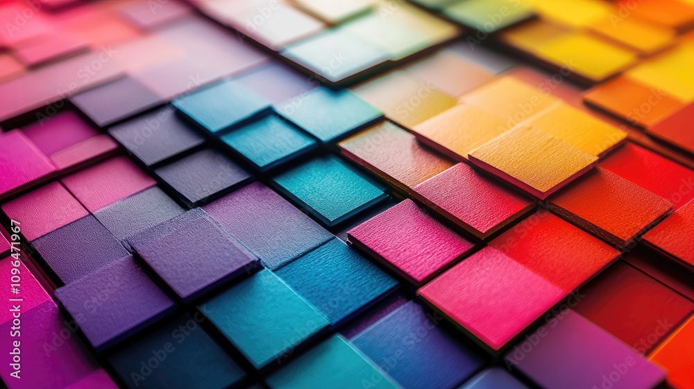 Abstract tessellated chart with vibrant colors, [business design], [depicting innovation in market visualization tools