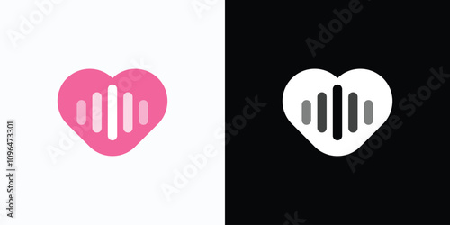 Sound wave vector logo design in heart shape with modern, simple, clean and abstract style. Icon for business, podcast, music and personal branding.