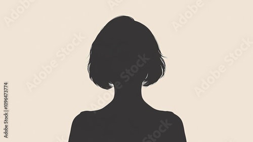 Silhouette of a woman with short hair.