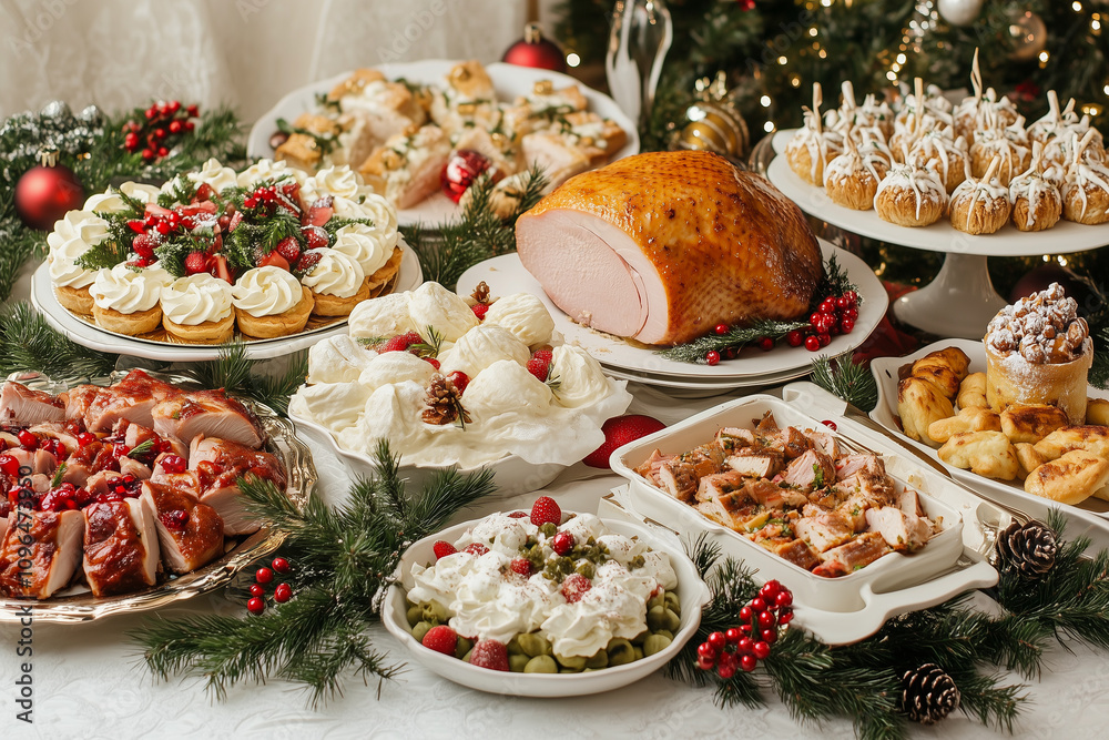 Delightful Festive Feast Featuring an Array of Special Dishes and Holiday Treats to Celebrate the Season