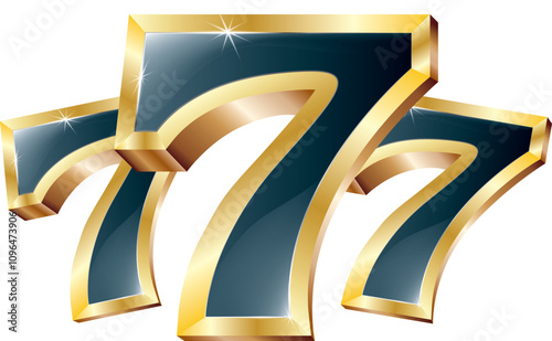 Black 7 slot with gold frame on white background, high-quality entertainment. It's designed to attract both seasoned gamblers and newcomers looking for the ultimate casino experience Vector
