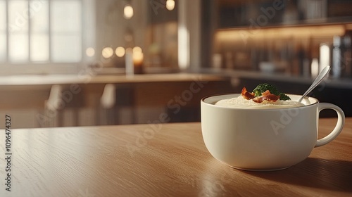 Baked mac and cheese features broccoli, bacon, and Parmesan, beautifully presented in a white dish on a rustic wooden table