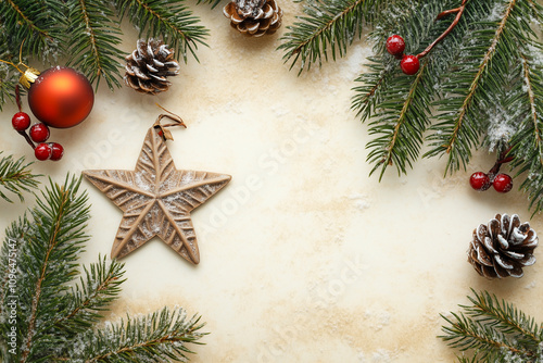 Unique Holiday Card Design With Natural Elements and Festive Decorations
