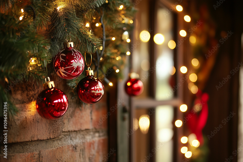 Charming Chimney Adorned With Festive Decorations and Glowing Lights During the Joyful Christmas Season