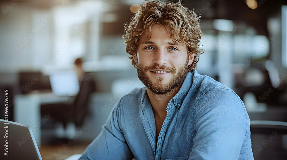 Portrait of a Smiling Man in a Modern Office Setting Portrait of a Smiling Man in a Modern Office Setting