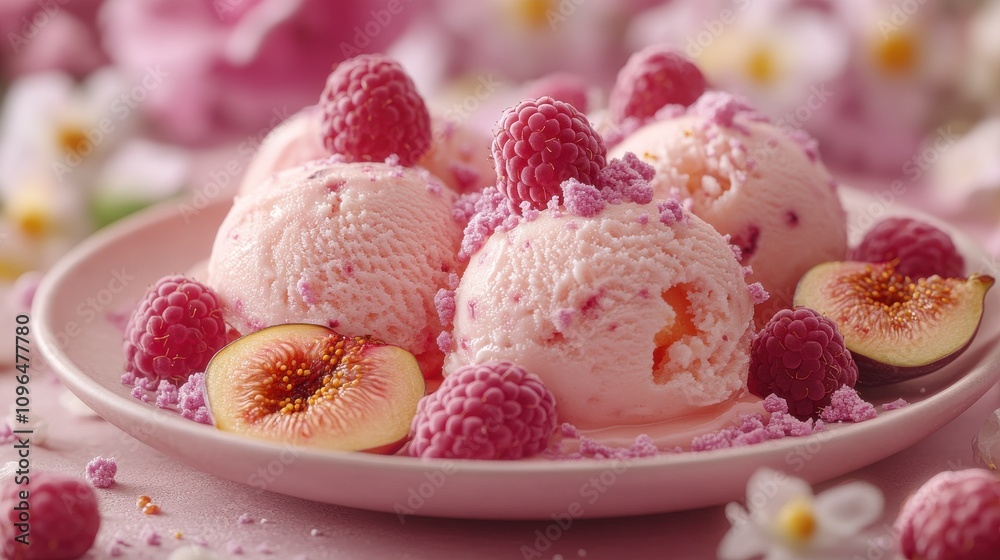 Pink Raspberry and Fig Ice Cream Delight Pink Raspberry and Fig Ice Cream Delight