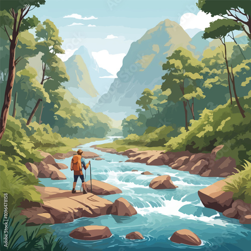 river trakking vector in photo