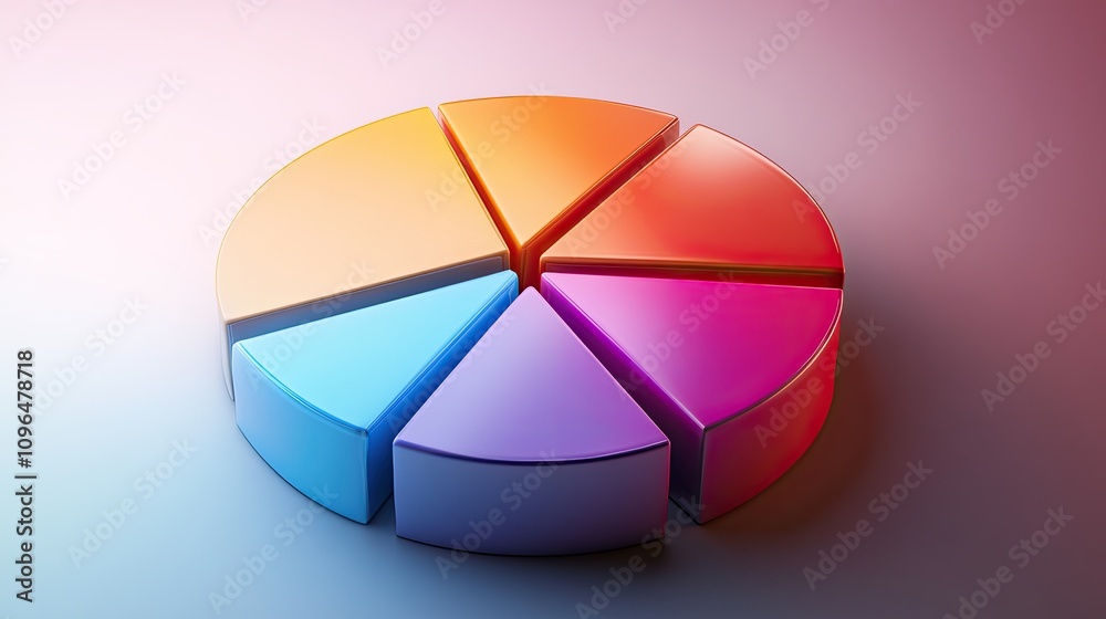 Obraz premium Realistic 3D pie chart with metallic sheen, [business visual], [emphasizing precision and cutting-edge technology] 