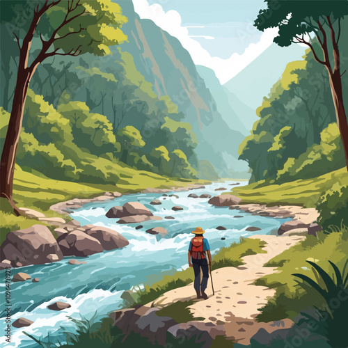 river trakking vector in photo