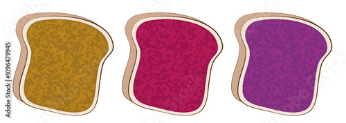 Slices of Toast with Flavored Jellies