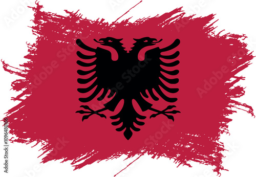  Vector illustration of grunge Albania flag